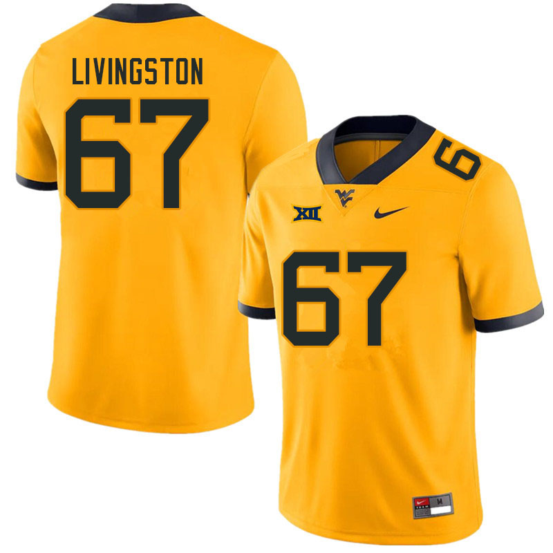 Men #67 Landen Livingston West Virginia Mountaineers College Football Jerseys Sale-Gold - Click Image to Close